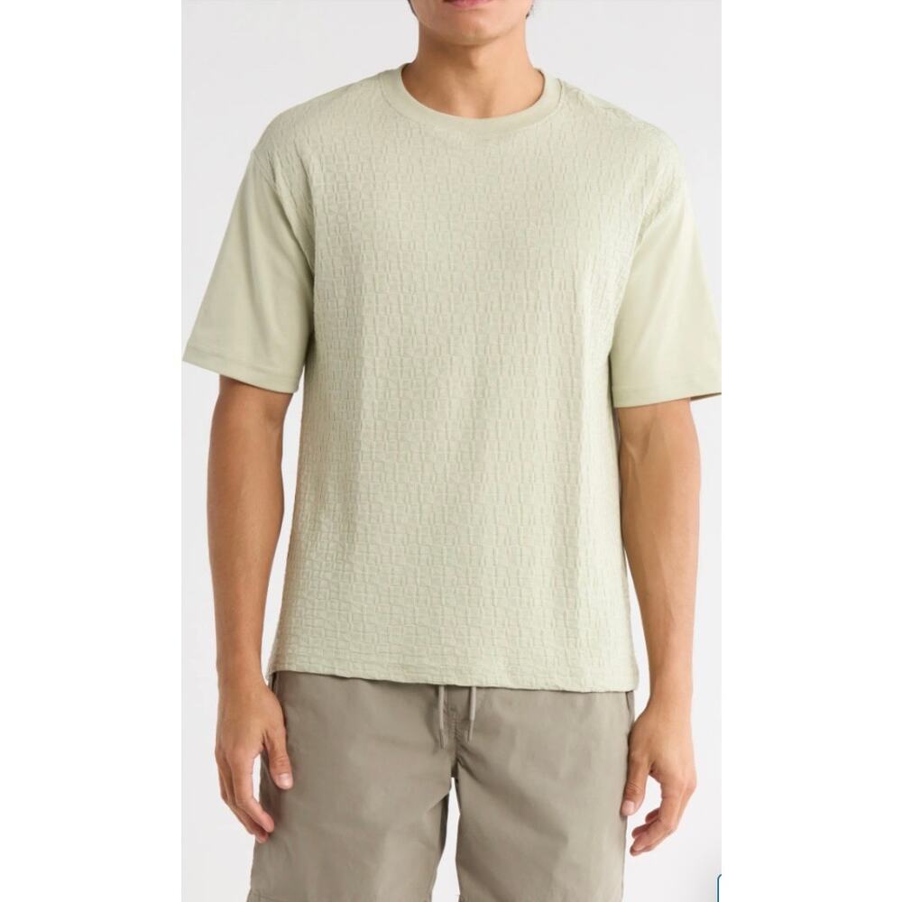 Denim & Flower Textured Crewneck T-Shirt Light Green Size‎ Small Short Sleeve